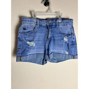 KanCan High Rise Shorts Blue Jean Denim Distressed Size 28